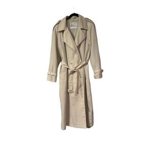 London Fog Women's Beige Trench Coat Size 16 Double-Breasted Belted